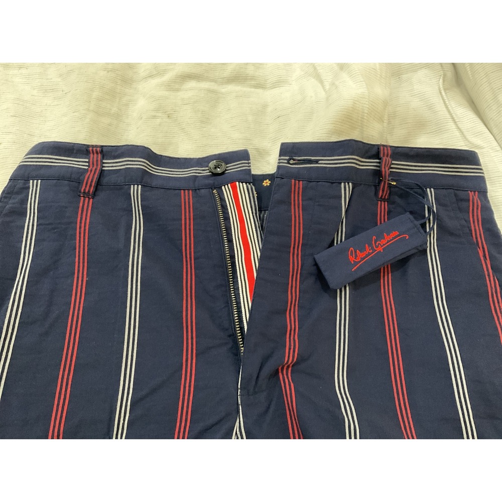 Robert Graham Mens Navy Red Striped Cotton Shorts Size 34 NWT